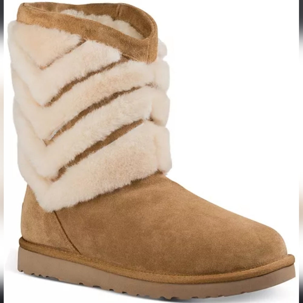 Ugg Tania Chevron Boots Fur Shearling SN 1012391 Designer Luxury Winter #169 - Picture 3 of 14